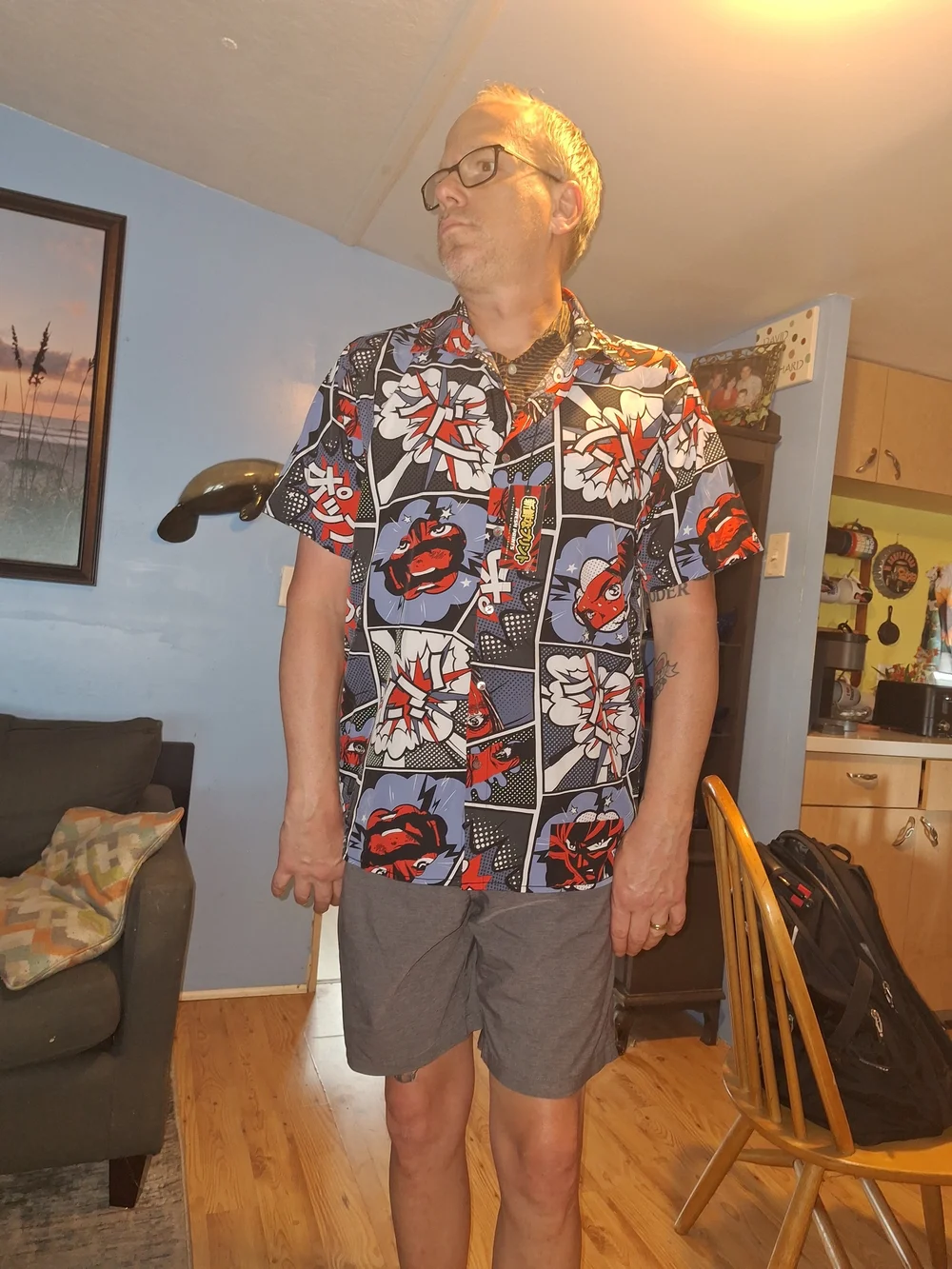 Fresh Prints Of Tokyo Men's Butyon-up Shirt XL All Over Manga Comics Anime NWT - Picture 2 of 5